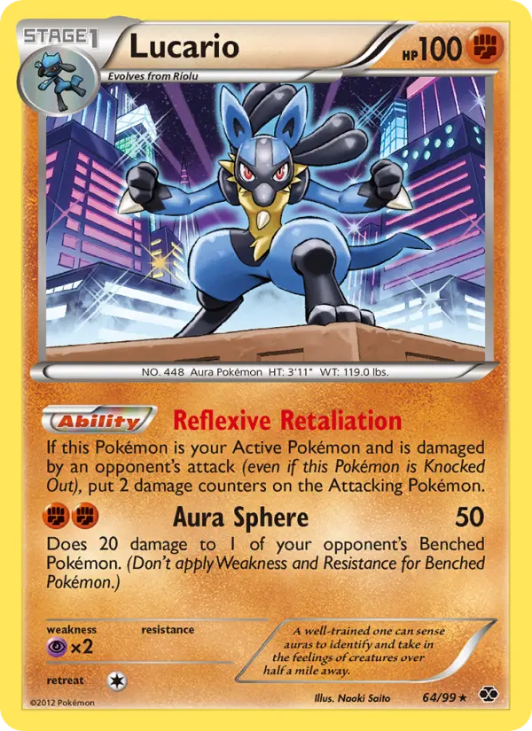 Lucario Rare Pokemon card #64 from Next Destinies