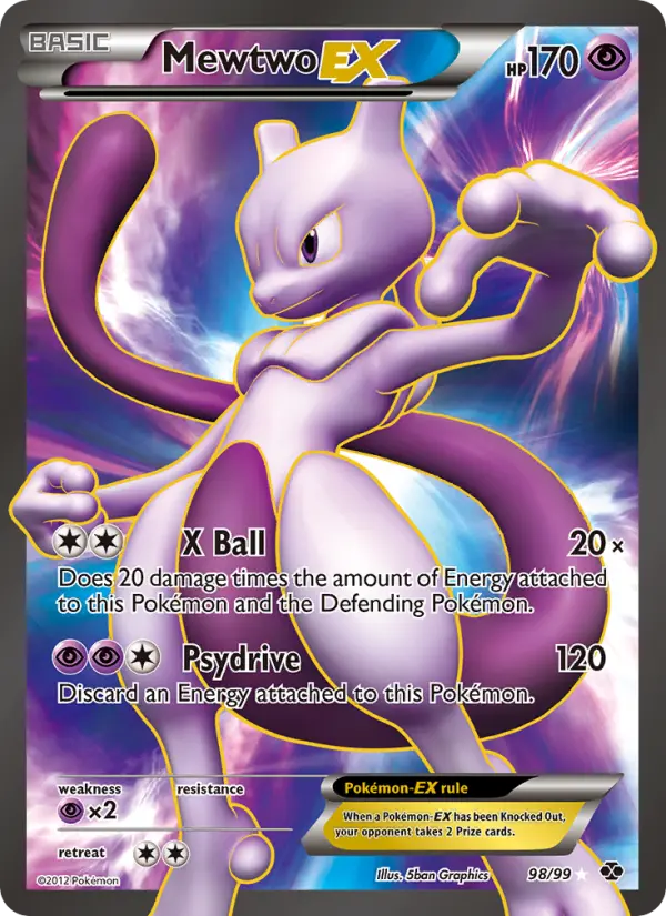 Mewtwo-EX Ultra Rare Pokemon card #98 from Next Destinies