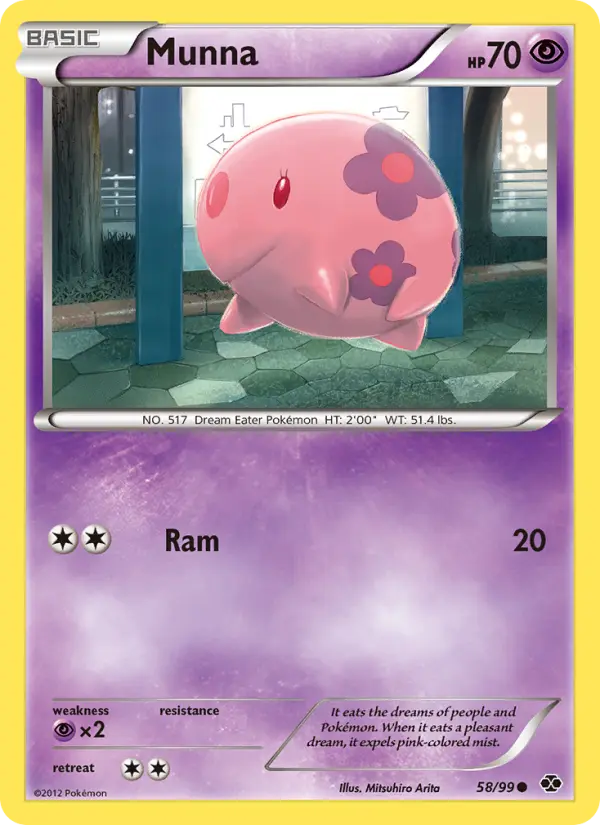 Munna Common Pokemon card #58 from Next Destinies