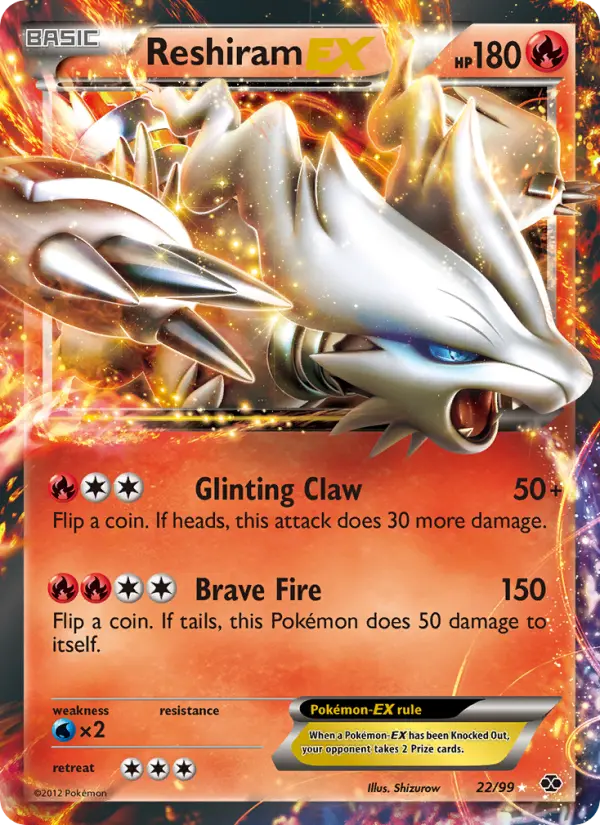 Reshiram-EX Rare Pokemon card #22 from Next Destinies