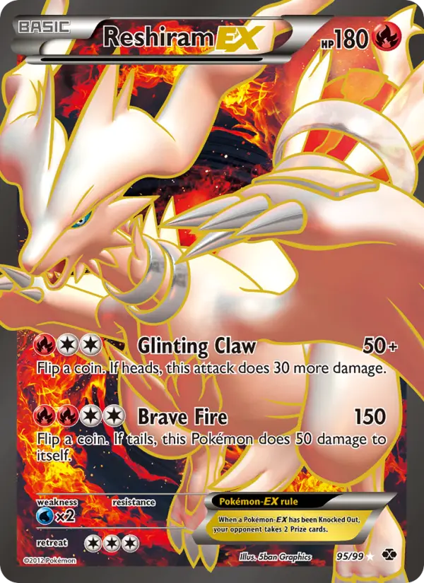 Reshiram-EX Ultra Rare Pokemon card #95 from Next Destinies