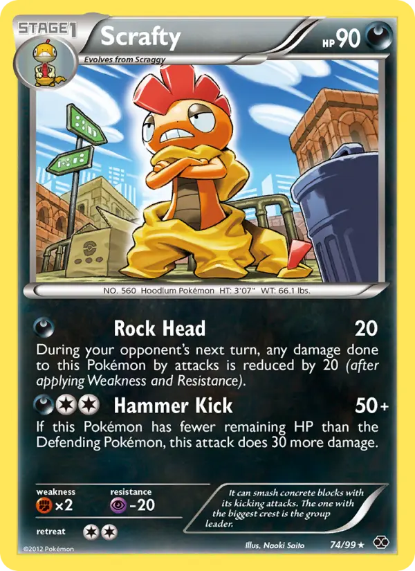 Scrafty Rare Pokemon card #74 from Next Destinies