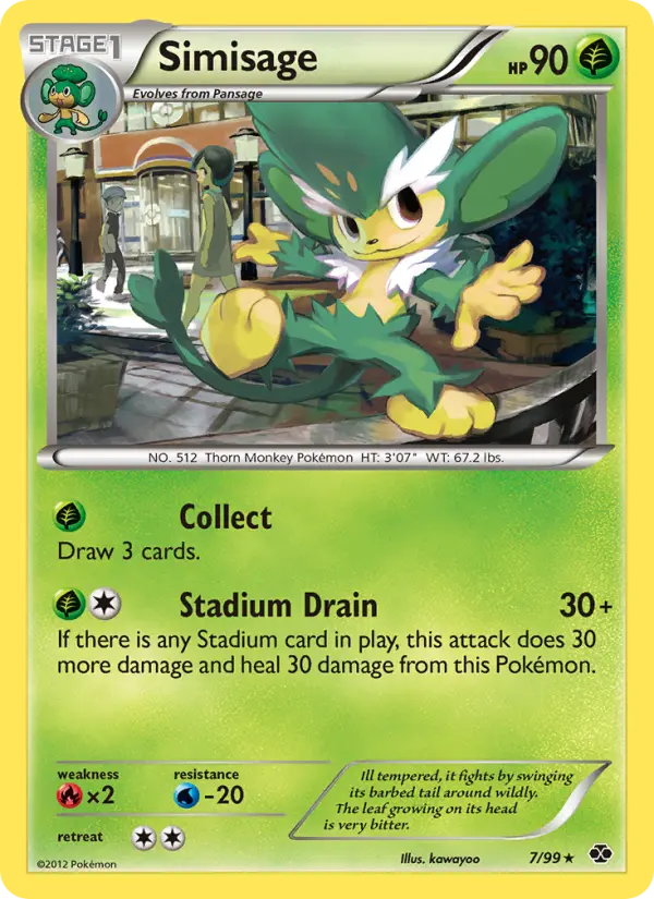 Simisage Rare Pokemon card #7 from Next Destinies
