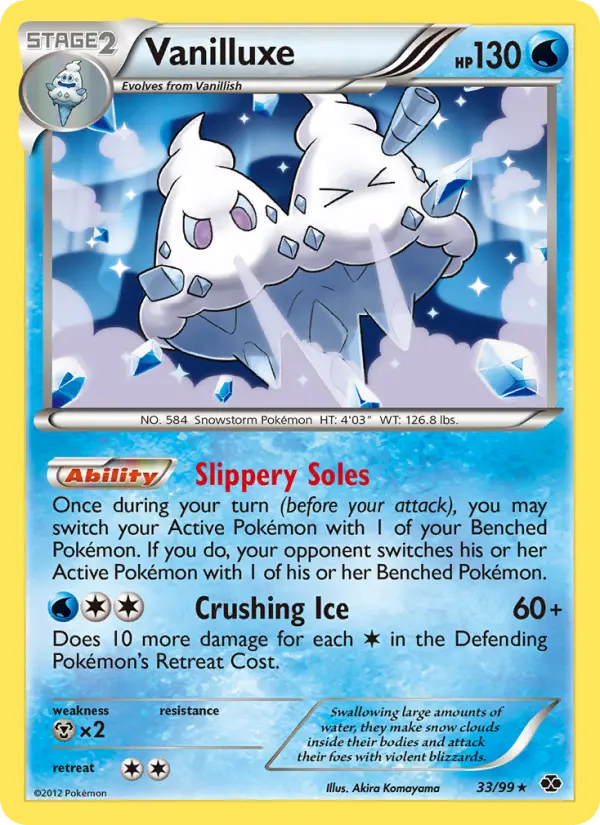 Vanilluxe Rare Pokemon card #33 from Next Destinies