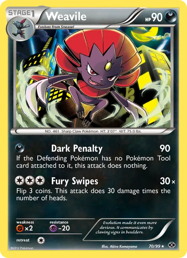 Weavile Rare Pokemon card #70 from Next Destinies