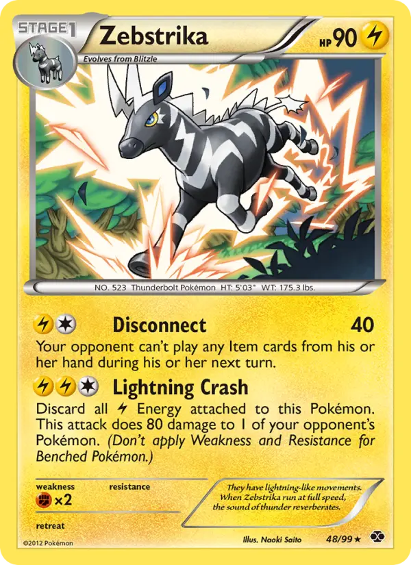 Zebstrika Rare Pokemon card #48 from Next Destinies