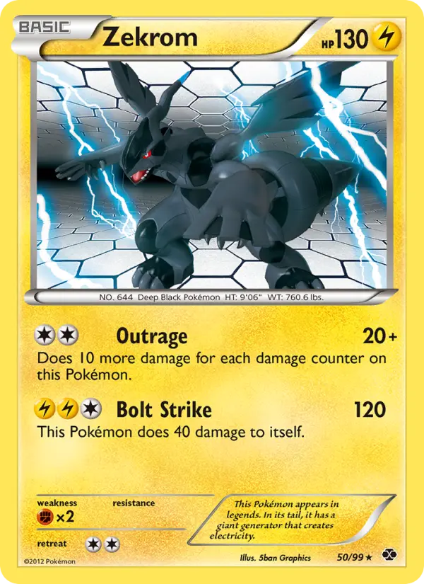 Zekrom Rare Pokemon card #50 from Next Destinies