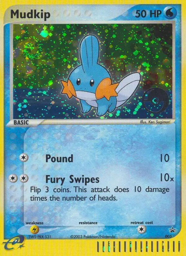 Mudkip Common Pokemon card #5 from Nintendo Black Star Promos
