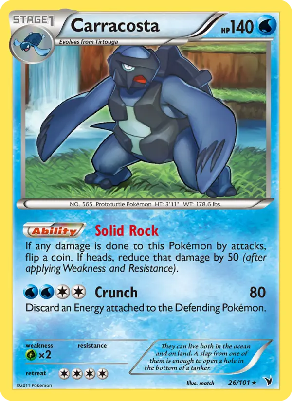 Carracosta Rare Pokemon card #26 from Noble Victories