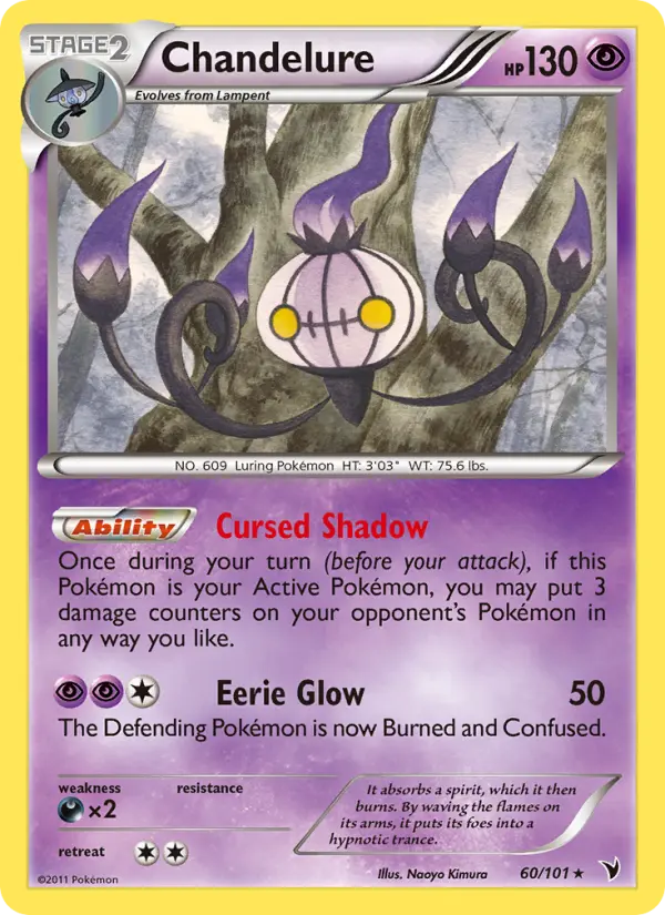 Chandelure Rare Pokemon card #60 from Noble Victories