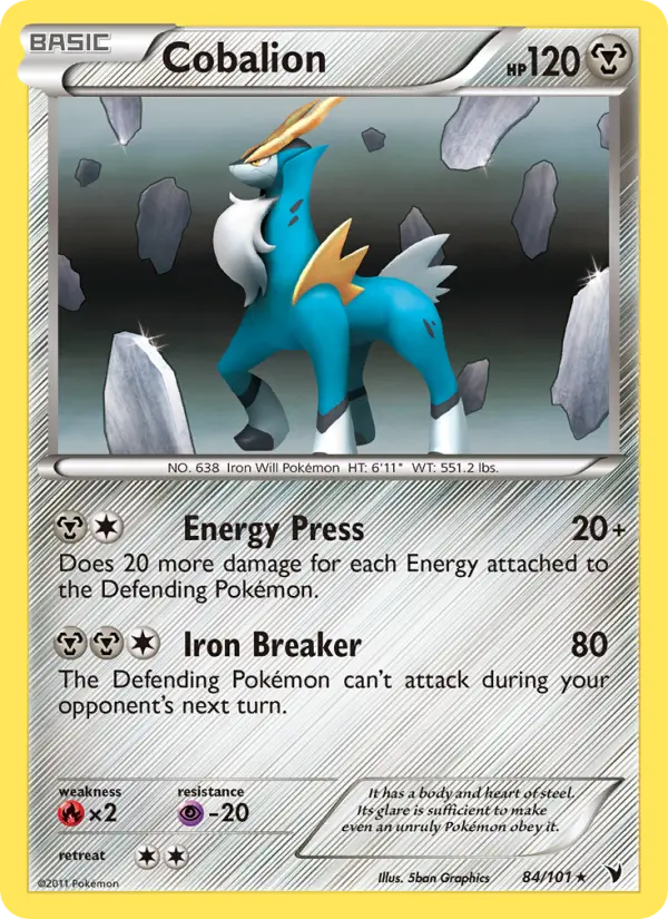 Cobalion Rare Pokemon card #84 from Noble Victories