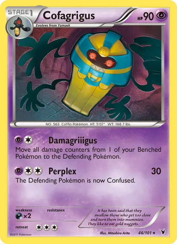 Cofagrigus Rare Pokemon card #46 from Noble Victories