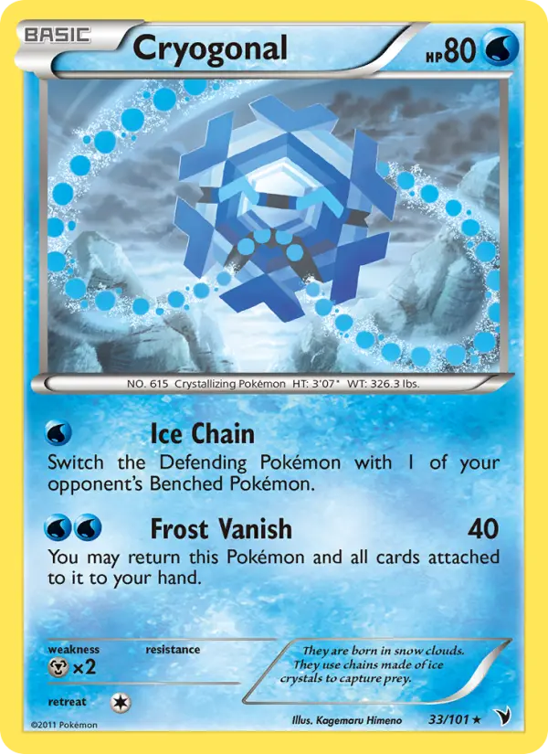 Cryogonal Rare Pokemon card #33 from Noble Victories