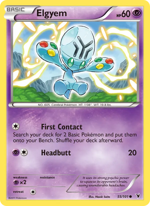 Elgyem Common Pokemon card #55 from Noble Victories