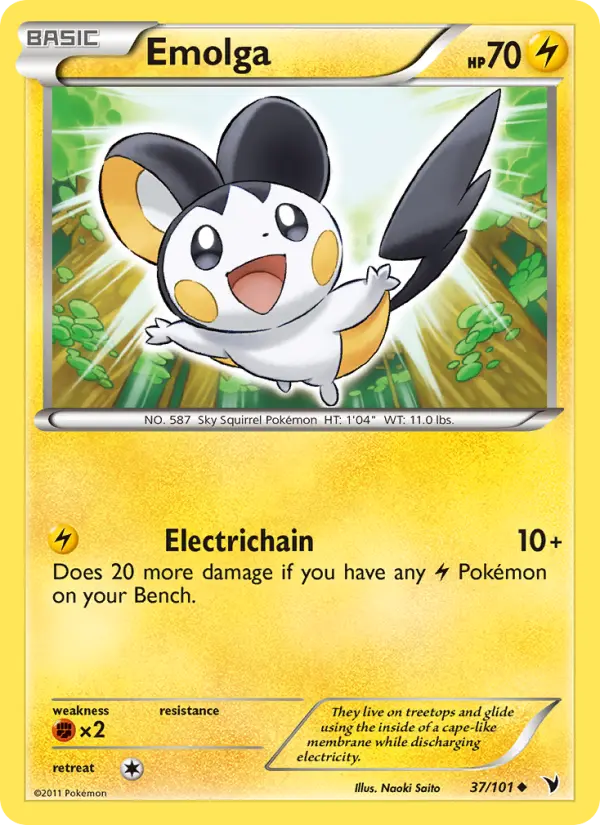 Emolga Uncommon Pokemon card #37 from Noble Victories