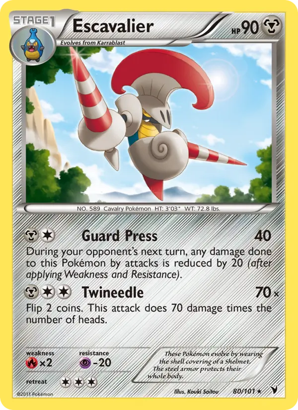 Escavalier Rare Pokemon card #80 from Noble Victories