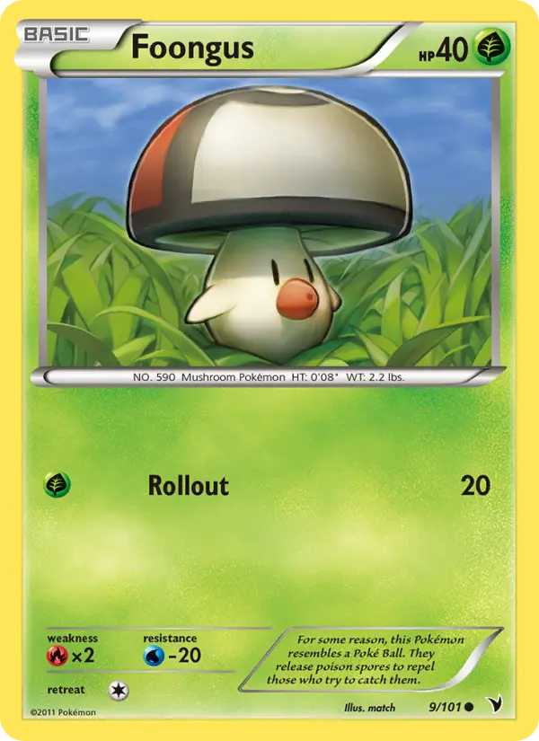 Foongus Common Pokemon card #9 from Noble Victories