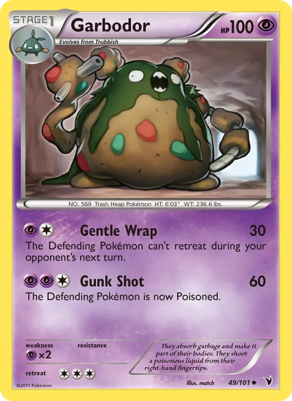 Garbodor Uncommon Pokemon card #49 from Noble Victories