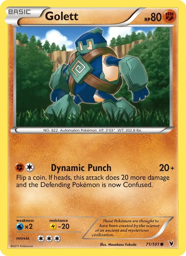 Golett Common Pokemon card #71 from Noble Victories