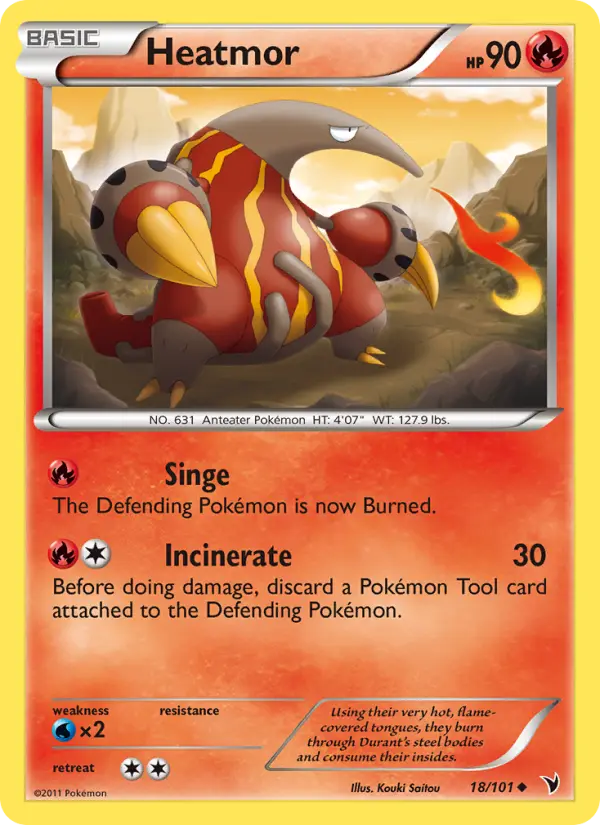 Heatmor Uncommon Pokemon card #18 from Noble Victories