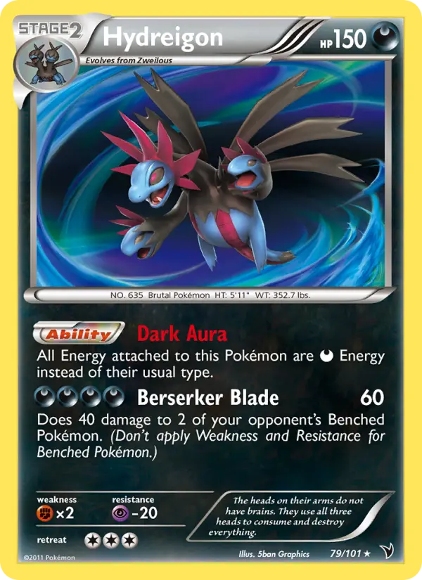 Hydreigon Rare Pokemon card #79 from Noble Victories