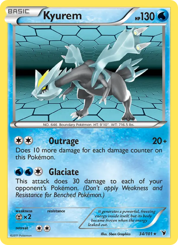Kyurem Rare Pokemon card #34 from Noble Victories