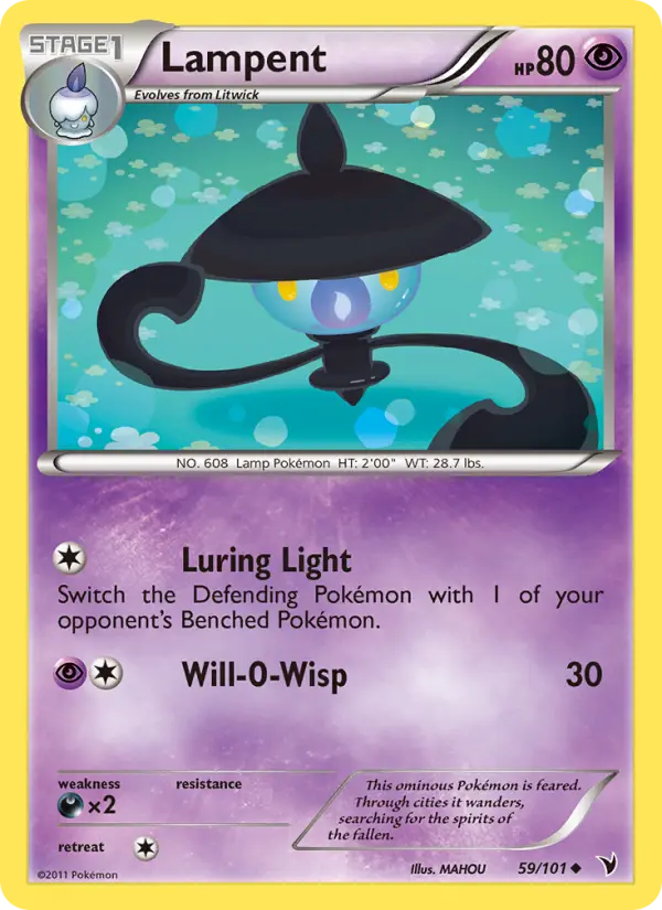 Lampent Uncommon Pokemon card #59 from Noble Victories
