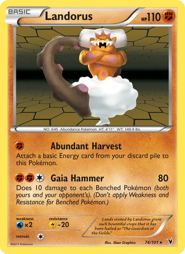 Landorus Rare Pokemon card #74 from Noble Victories