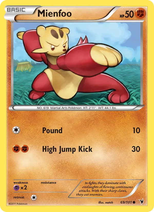 Mienfoo Common Pokemon card #69 from Noble Victories