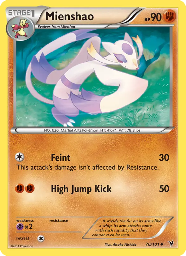 Mienshao Uncommon Pokemon card #70 from Noble Victories