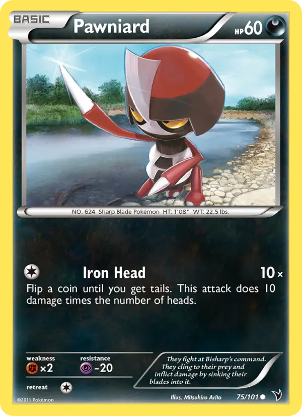Pawniard Common Pokemon card #75 from Noble Victories