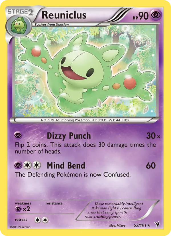 Reuniclus Rare Pokemon card #53 from Noble Victories