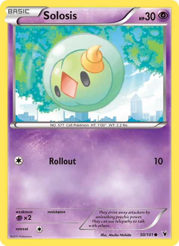 Solosis Common Pokemon card #50 from Noble Victories