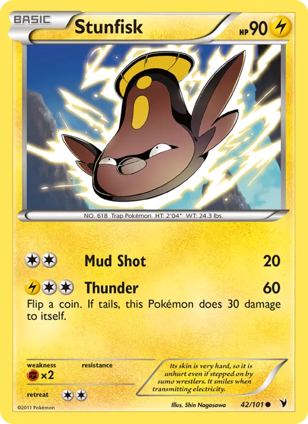 Stunfisk Common Pokemon card #42 from Noble Victories
