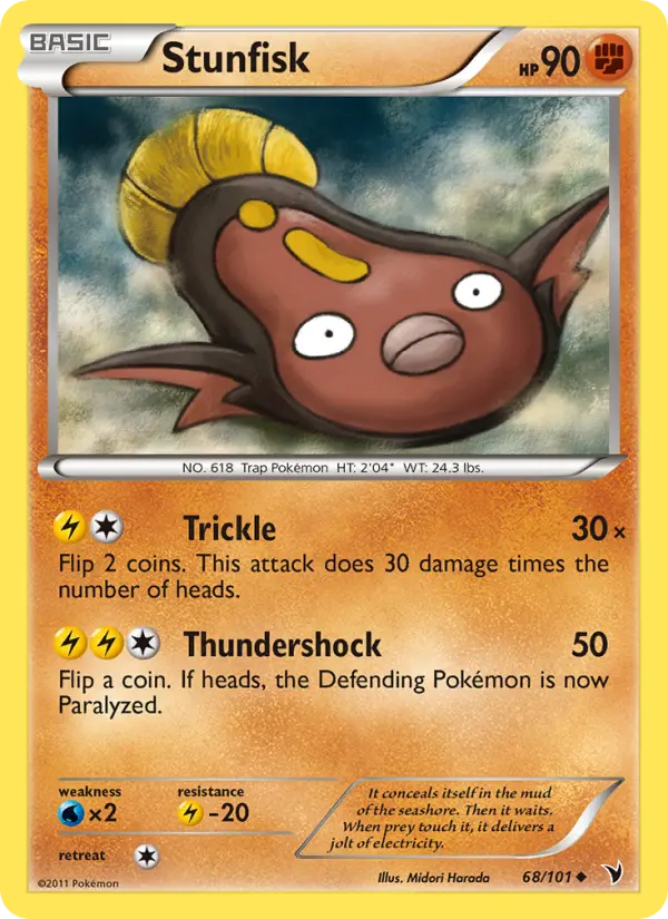 Stunfisk Uncommon Pokemon card #68 from Noble Victories