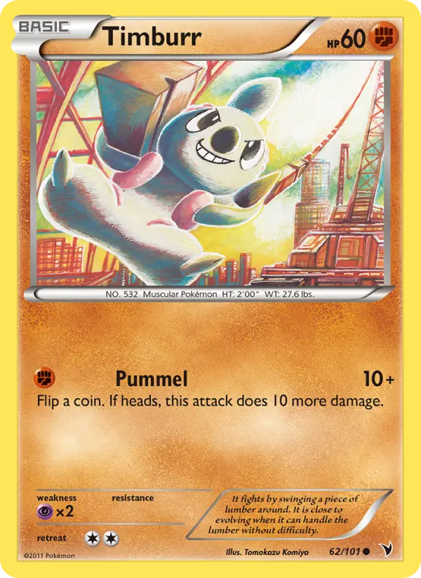 Timburr Common Pokemon card #62 from Noble Victories