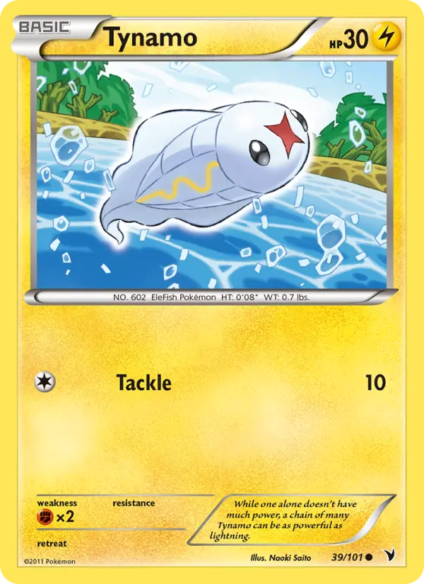 Tynamo Common Pokemon card #39 from Noble Victories