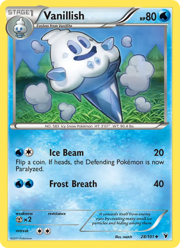 Vanillish Uncommon Pokemon card #28 from Noble Victories