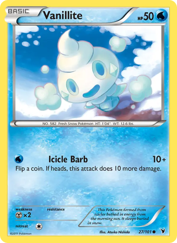 Vanillite Common Pokemon card #27 from Noble Victories