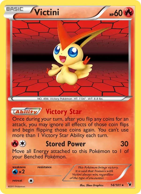 Victini Rare Pokemon card #14 from Noble Victories