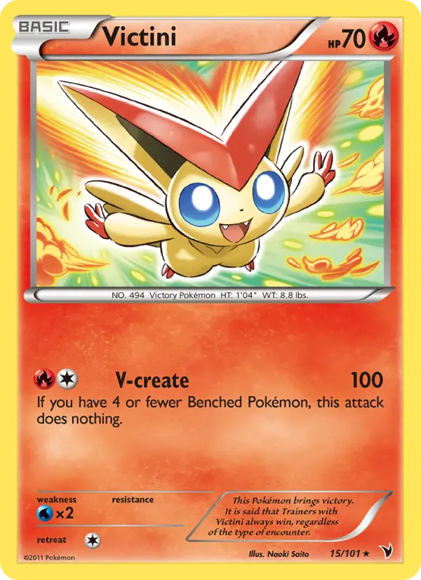 Victini Rare Pokemon card #15 from Noble Victories
