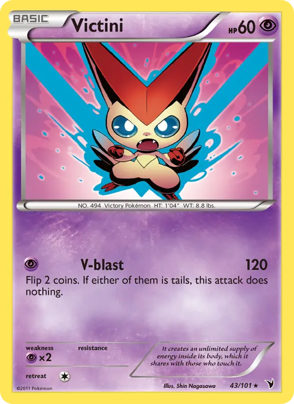 Victini Rare Pokemon card #43 from Noble Victories