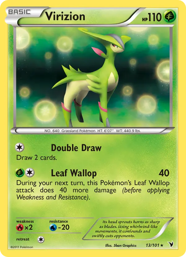 Virizion Rare Pokemon card #13 from Noble Victories