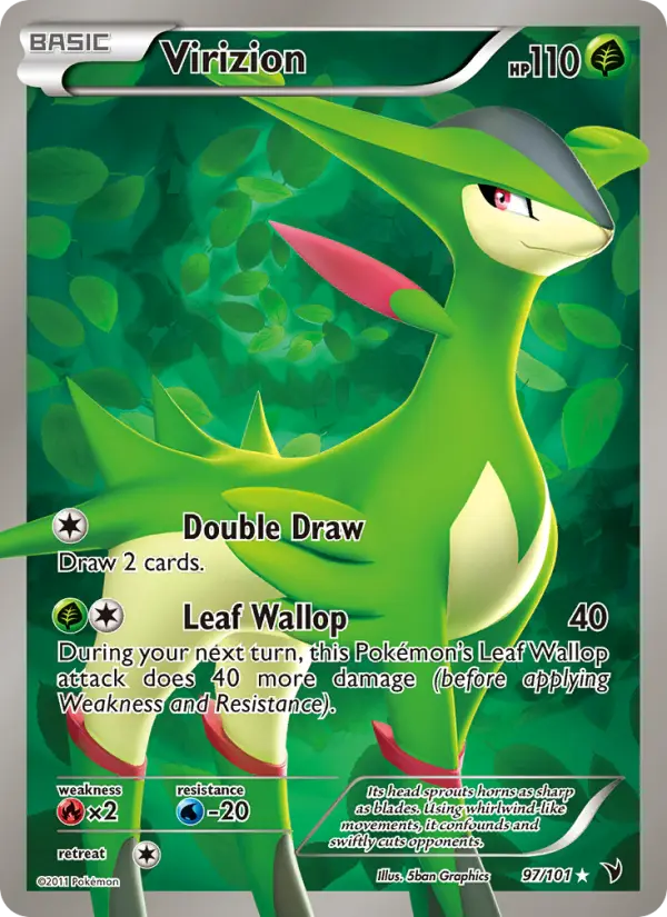 Virizion Ultra Rare Pokemon card #97 from Noble Victories
