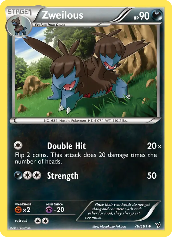 Zweilous Uncommon Pokemon card #78 from Noble Victories