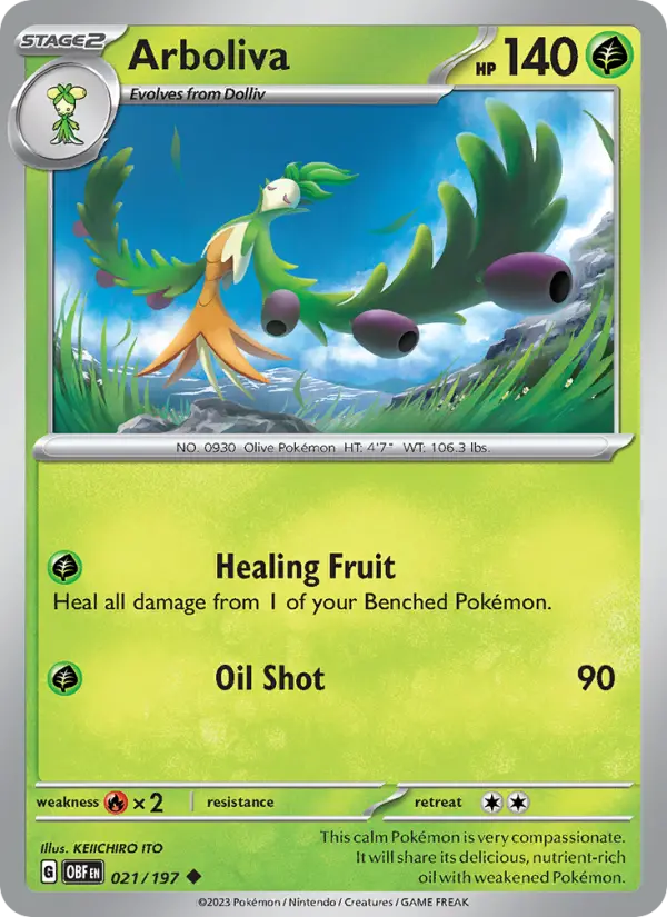 Arboliva Uncommon Pokemon card #021 from Obsidian Flames