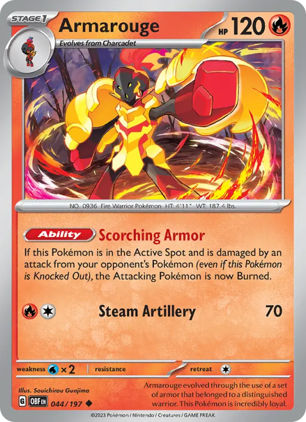 Armarouge Uncommon Pokemon card #044 from Obsidian Flames