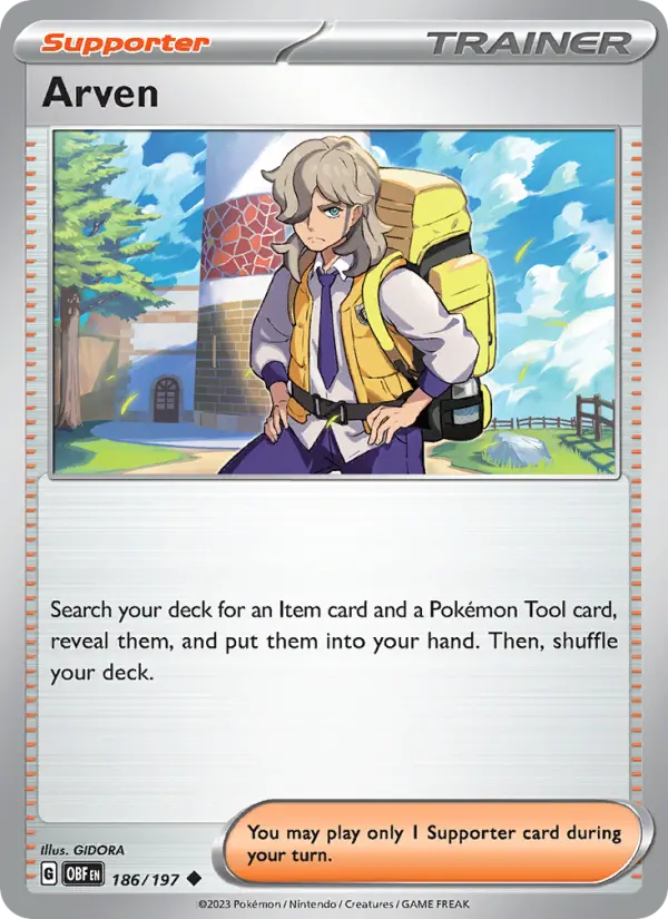 Arven Uncommon Pokemon card #186 from Obsidian Flames