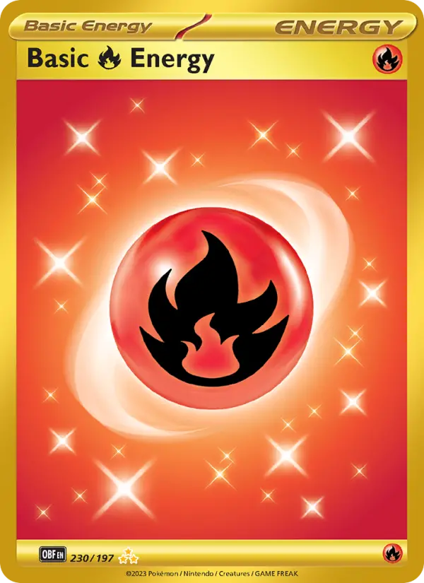 Basic Fire Energy Hyper rare Pokemon card #230 from Obsidian Flames