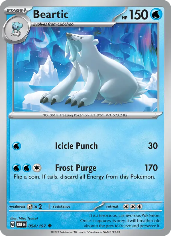 Beartic Uncommon Pokemon card #054 from Obsidian Flames